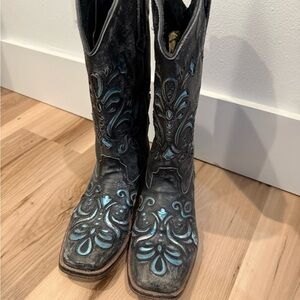 Black and Blue Western Cowboy Boots